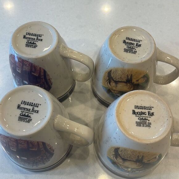 Cabela’s folkcraft  By Scotty Z, stoneware 4 coffee cups 2 elk. 2 whitetail. Fun - Picture 8 of 10
